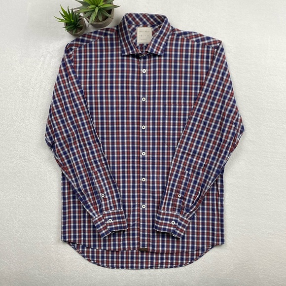Billy Reid Other - Billy Reid John Standard Cut Plaid Long Sleeve Button Shirt (Blue/White/Orange)